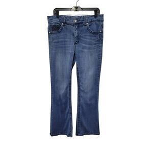Melissa McCarthy‎ Women's Seven Slim Flare Jeans Embroidered Pockets Size 14